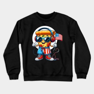 Pizza wearing holding an American flag Crewneck Sweatshirt